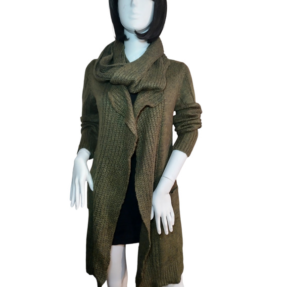 Derek Heart Womens Long Draped Sweater Blue & Green Size Medium - Picture 1 of 16